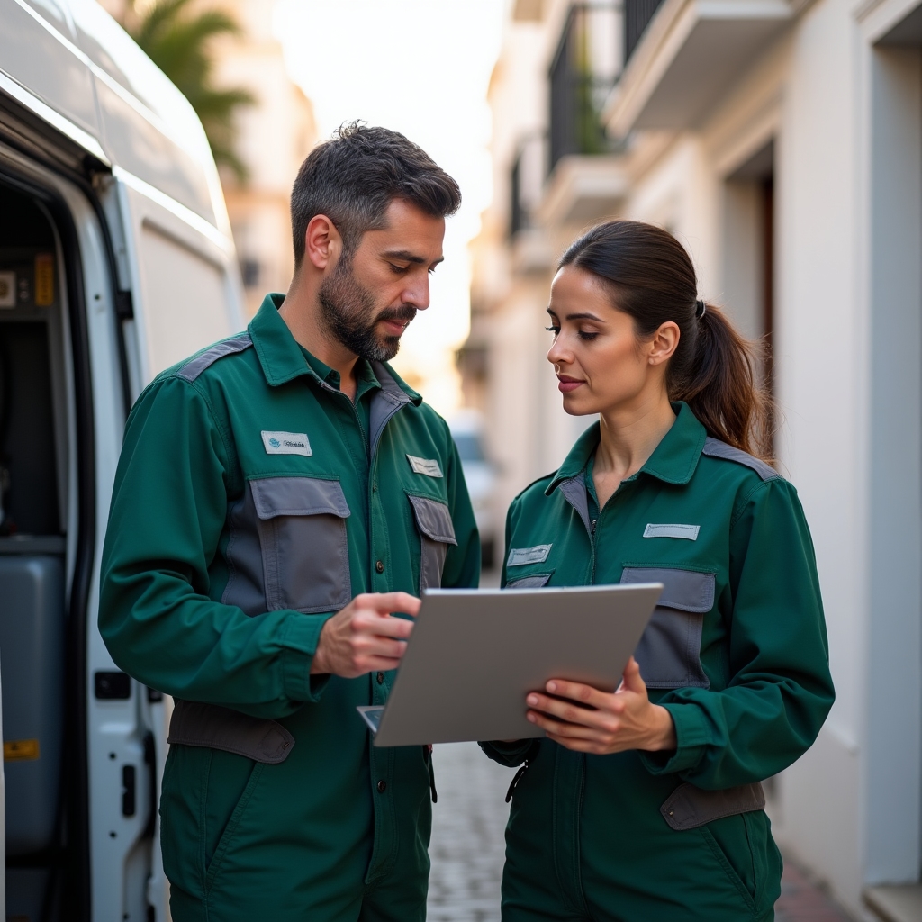 Equipo de trabajo realizando mantenimiento de toldos