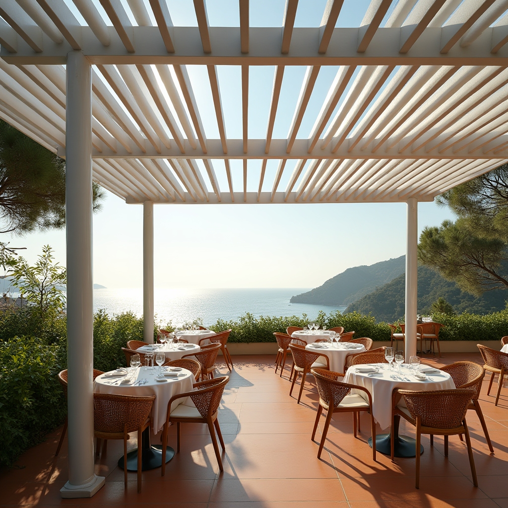 Pérgola de restaurante tras tratamiento de limpieza profesional